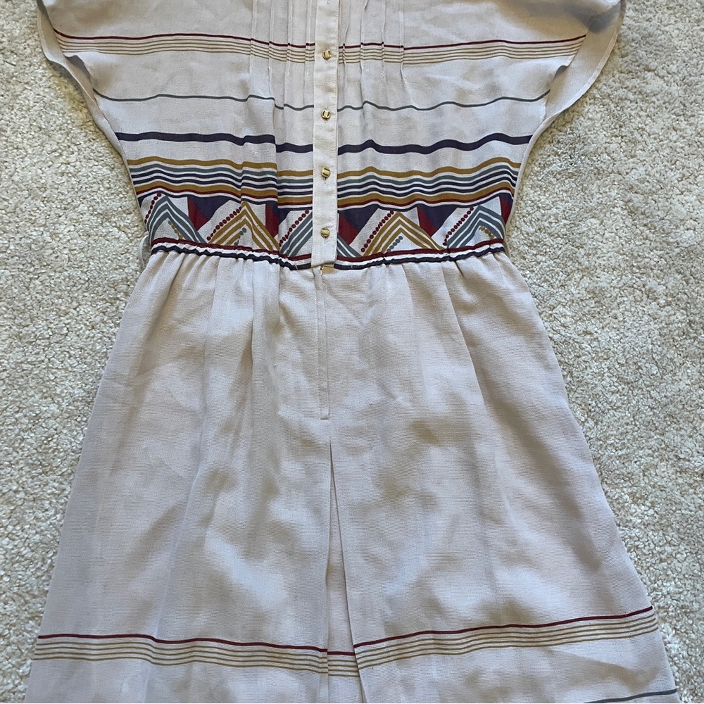 Vintage Pattern Beige Patterned Dress - image 3